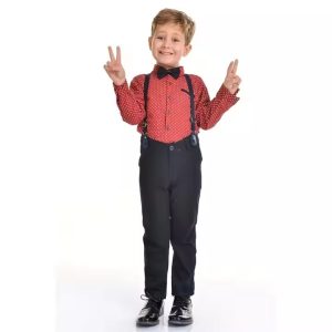 Premium 2pc Boys Set with Bow Tie, Suspenders, and Belt - High Quality Kids Formal Wear