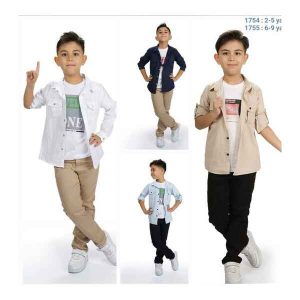 Elevate Your Boy's Style: 3-Piece Outfit with Shirt, T-Shirt, and Khaki Trouser