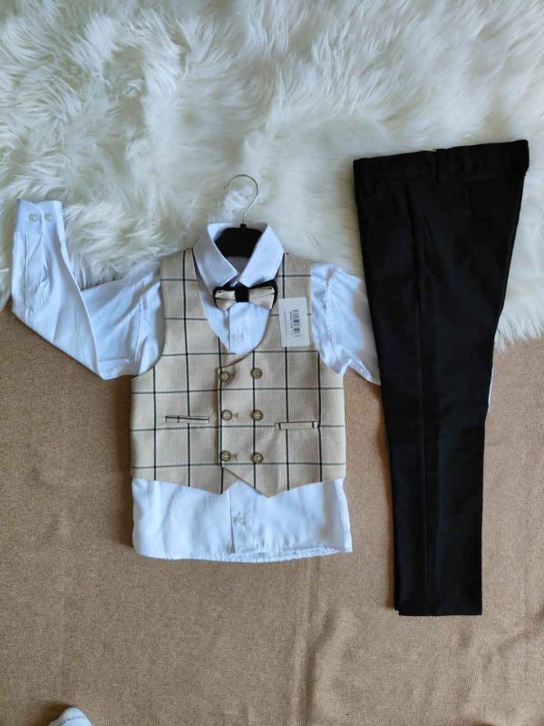 3PC Suit Checked – Beige