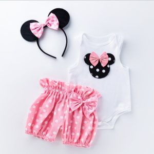 Ck71-girls cloth set (body suit, short and  head band)