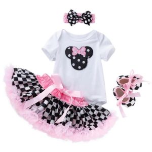 Girls cloth set(body suit,skirt,band and pre walker shoes)
